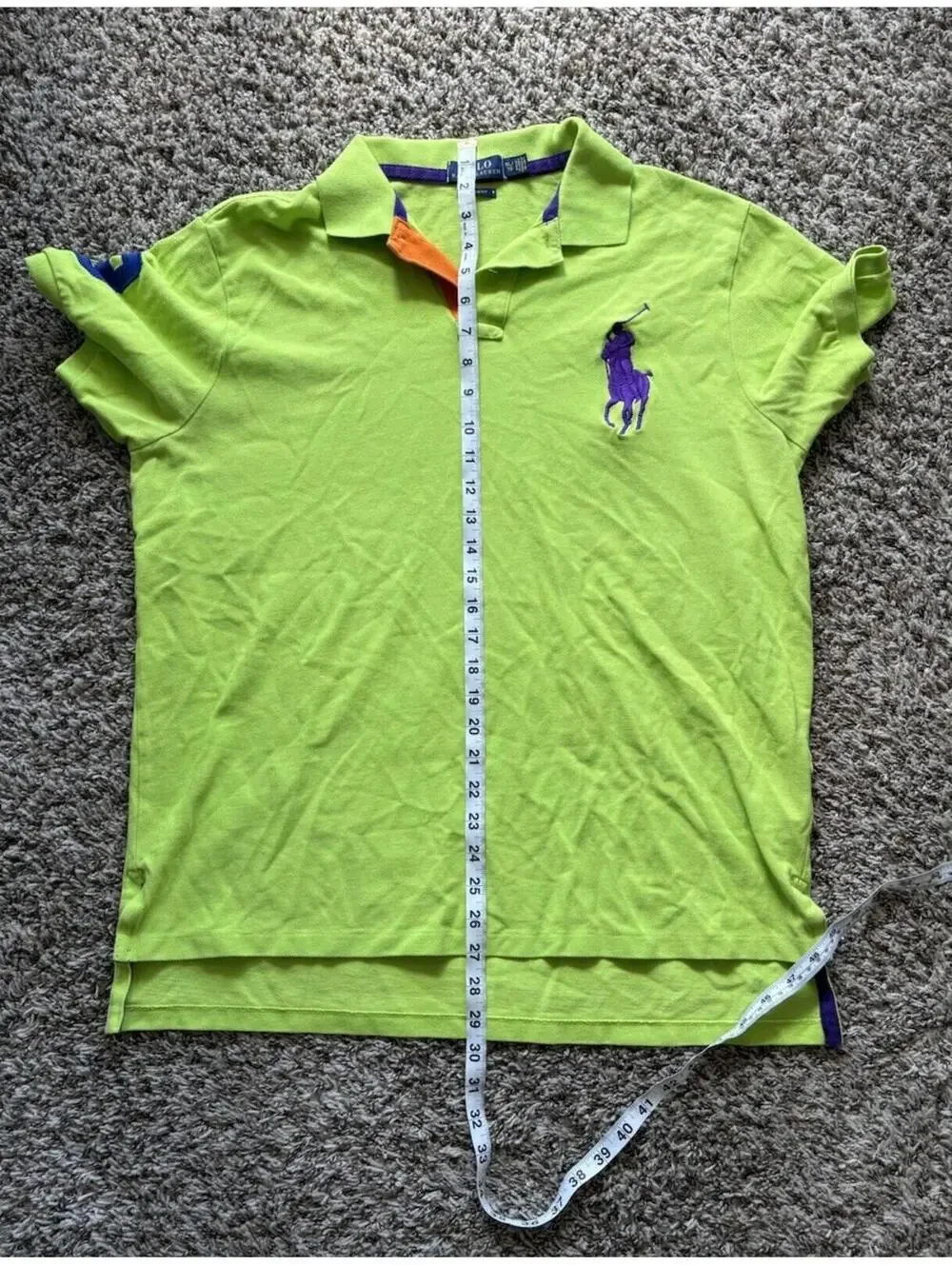 Polo Ralph Lauren Custom Fit Big Pony 3 Logo Polo Shirt Men's Size XL Lime Green